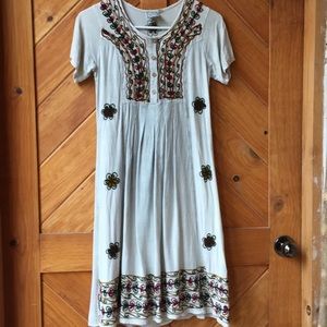 Embroidered Short Sleeved Dress